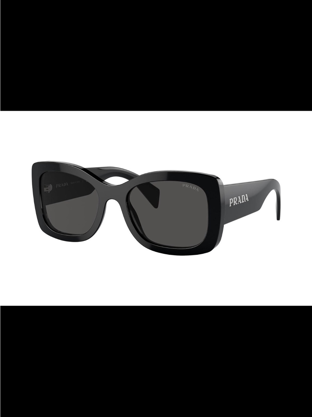 Prada PR A08S Black Oversized Square Sunglasses 1AB-5S0 56mm NEW with Box